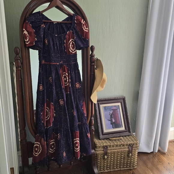 Ultra Johnson Perla Sand Dollar Floral Printed Cotton Dress Small - Picture 2 of 8